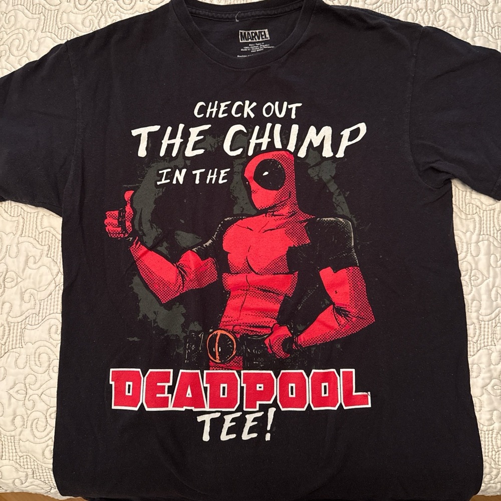 Marvel Black and Red Deadpool Chimp Tee